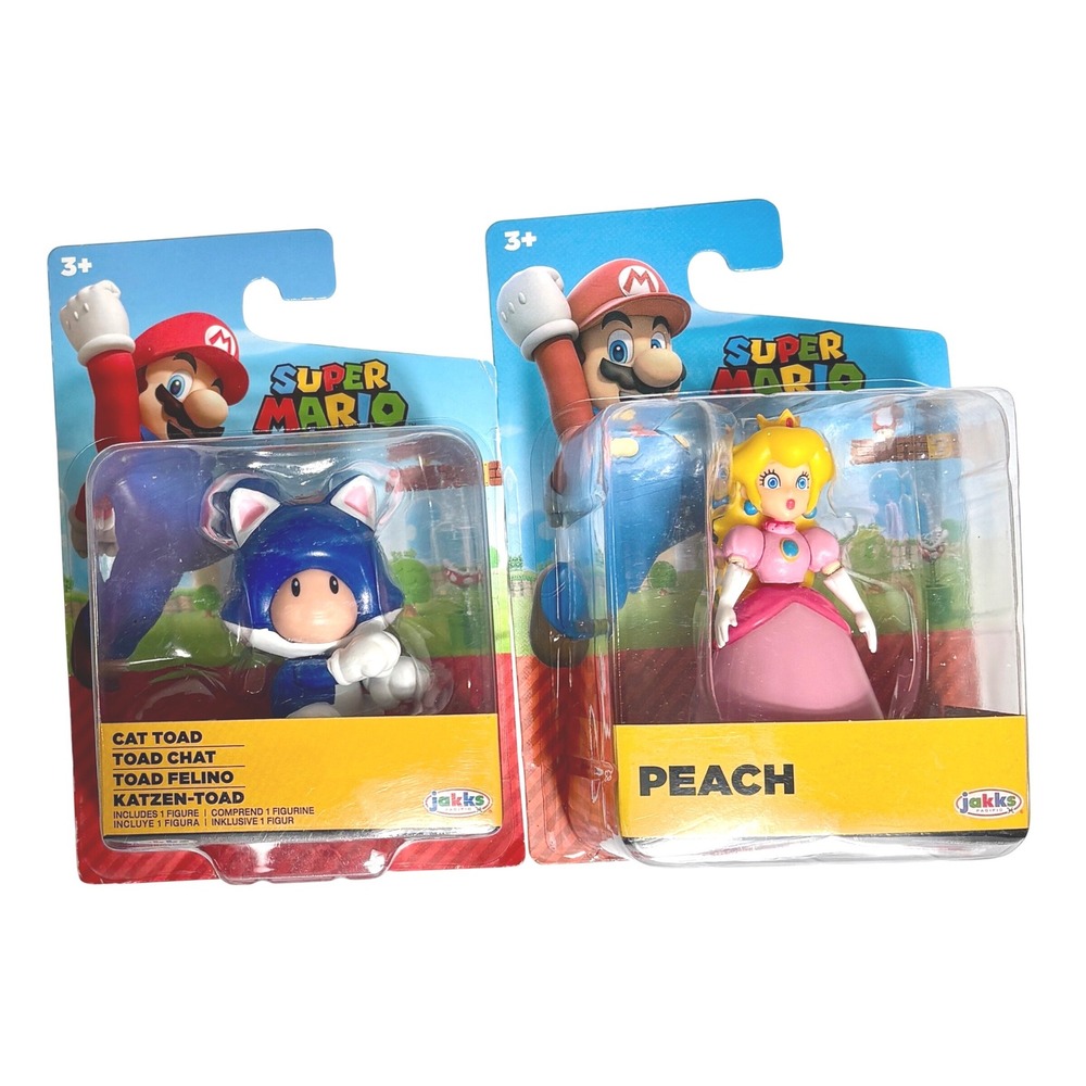 CAT TOAD & PEACH Super Mario Jakks Pacific 2.5" Figures